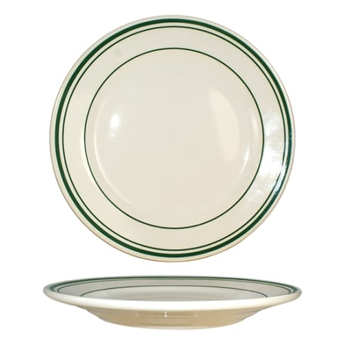 International Tableware Verona Dessert Plate 7-1/8in, American White w/Green Band